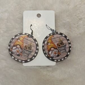 Whimsical Gnome Earrings - Orange and Brown